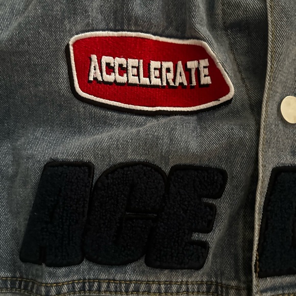Button Up Jean Jacket with Patches - Picture 4 of 4